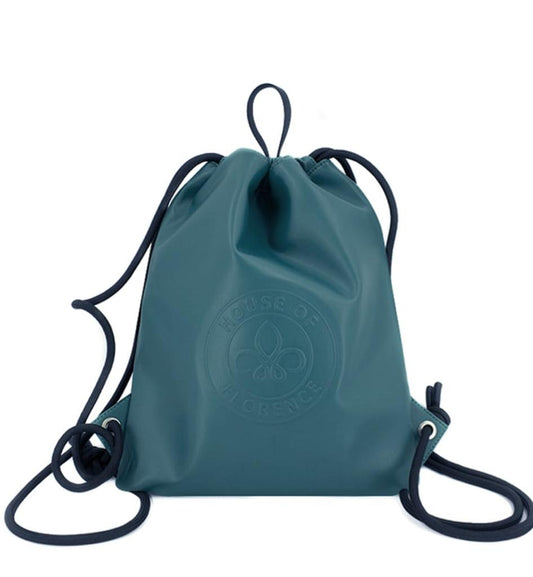 Sac sport en cuir végétal eco bleu pétrole -  House of Florence